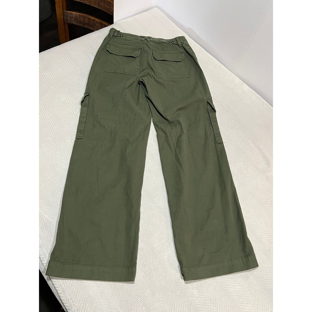 Universal Thread Womens 2 Cargo Pants Olive Green Mid Rise Baggy Wide Leg 90s - Picture 2 of 6